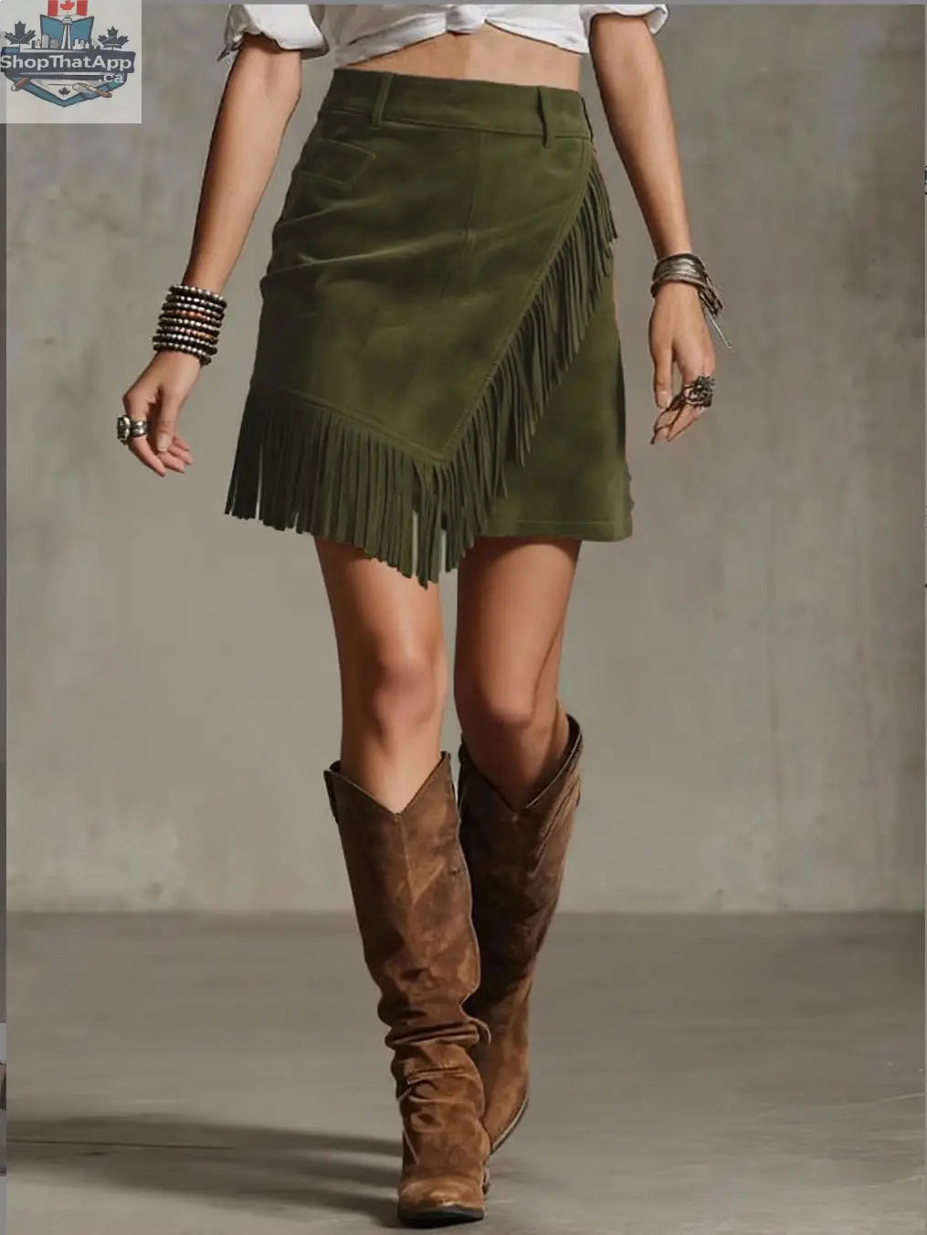 Women's Retro Western Suede Skirt - Tassel Bodycon Mini Skirt - Shopthatapp.ca