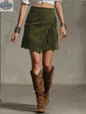 Women's Retro Western Suede Skirt - Tassel Bodycon Mini Skirt - Shopthatapp.ca