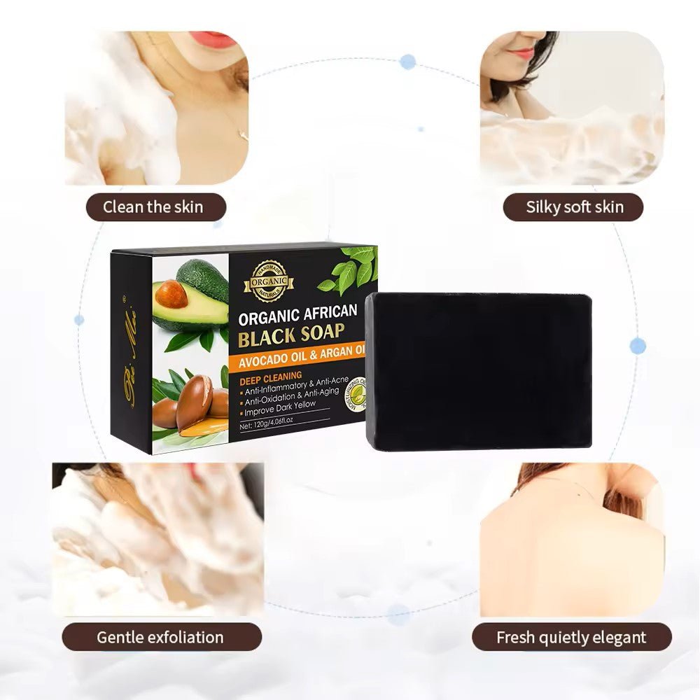 Black Soap with Argan Oil - Organic African Black Soap with Avocat Oil for Radiant Skin - Shopthatapp.ca