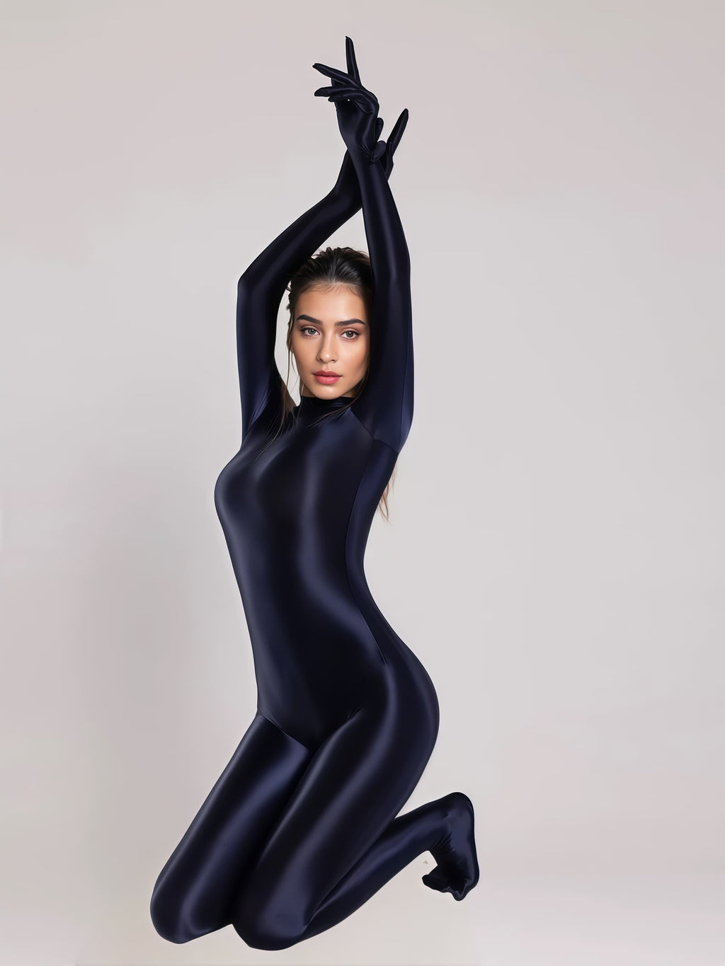 Spandex Nylon Full Bodysuit Zentai Shinny Cosplay Jumpsuit Attached Gloves - Shopthatapp.ca