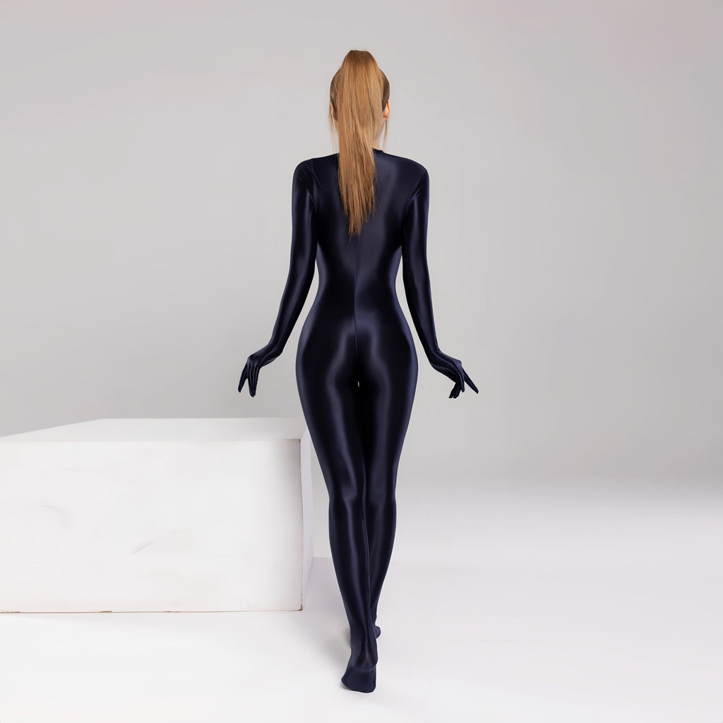 Spandex Nylon Full Bodysuit Zentai Shinny Cosplay Jumpsuit Attached Gloves - Shopthatapp.ca