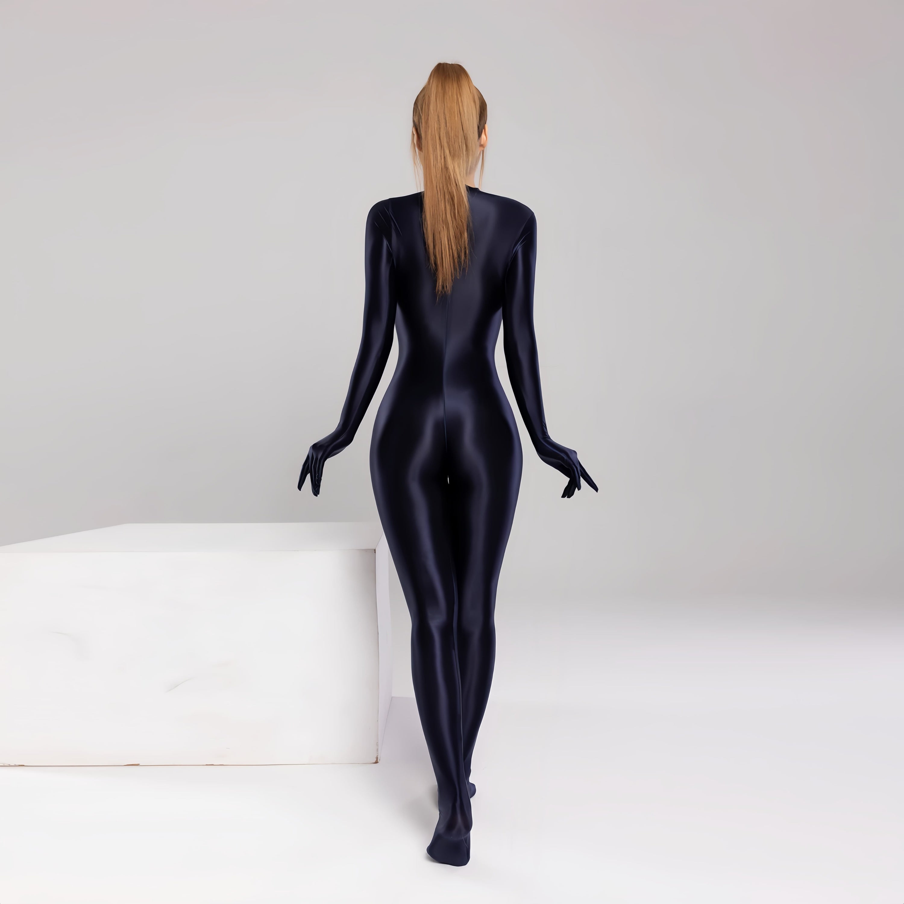 Spandex Nylon Full Bodysuit Zentai Shinny Cosplay Jumpsuit Attached Gloves - Shopthatapp.ca