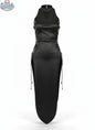 Black vintage cheongsam lingerie satin and PU leather sexy party dress by MRJCOS, featuring a form-fitting design and intricate details.