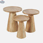 Set of three natural wood Bo Bunching Coffee Tables by Hygge Design House, versatile and stylish living room furniture.