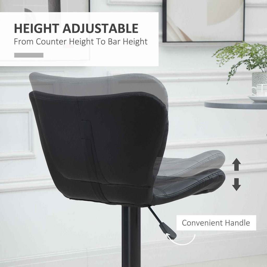 Avion Counter/Barstools with Adjustable Height and Swivel-Set of 2-Black