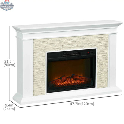 White SLOTH Nation Archie 31.5-inch electric freestanding fireplace with mantel and overheat protection, showcasing a modern fireplace design.