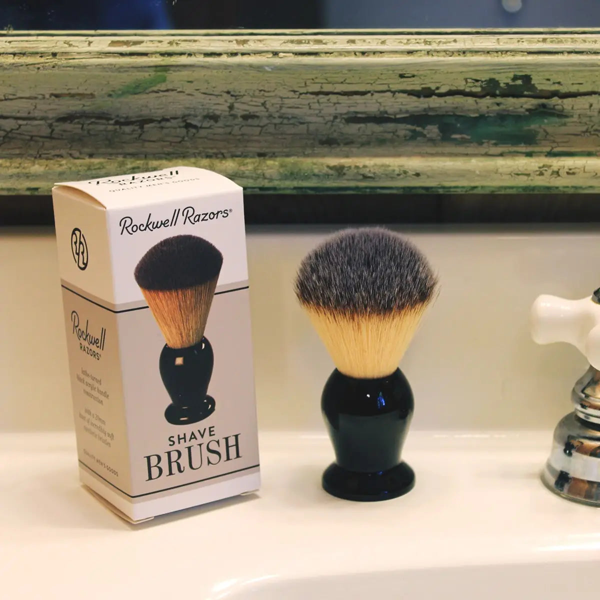 Rockwell Synthetic Shaving Brush, H:105, L:60, K:20mm, Black Acrylic Handle - Shopthatapp.ca
