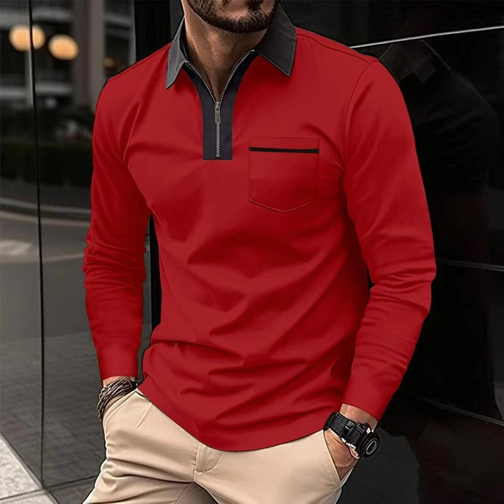 2024 Autumn Men's Zipper Polo Shirts - Trendy Long Sleeve Fashion - Shopthatapp.ca