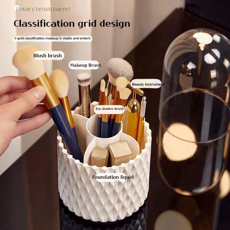 360 Rotating Makeup Brush Organizer with Large Capacity and Transparent Design - Shopthatapp.ca