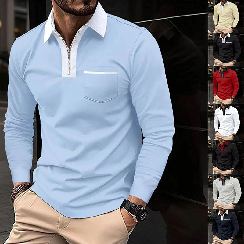 2024 Autumn Men's Zipper Polo Shirts - Trendy Long Sleeve Fashion - Shopthatapp.ca