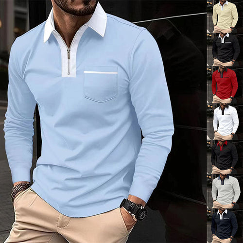 2024 Autumn Men's Zipper Polo Shirts - Trendy Long Sleeve Fashion - Shopthatapp.ca