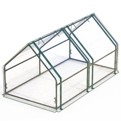 Portable mini greenhouse with roll-up zipper doors, waterproof UV-resistant PVC cover, ideal for indoor or outdoor gardening.