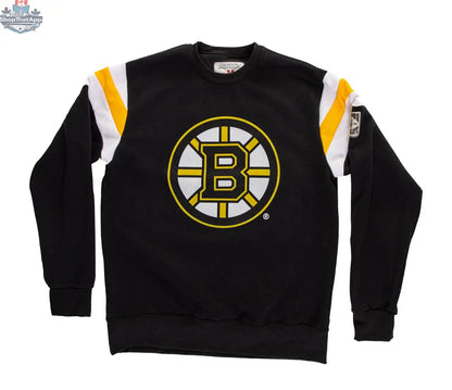 Calhoun Surf N' Skate Boston Bruins crewneck sweatshirt with varsity retro style design, featuring team logo and classic knit fabric.