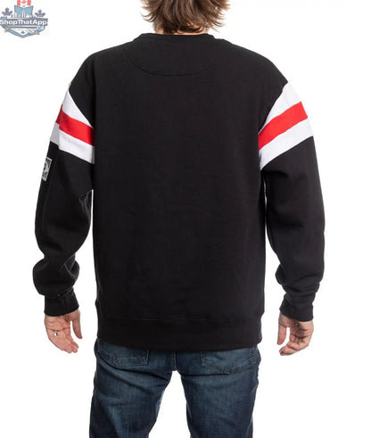 Detroit Red Wings crewneck sweater in retro varsity style, featuring team logo and classic design, by Calhoun Surf N' Skate.