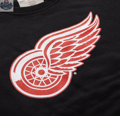 Detroit Red Wings crewneck sweater in retro varsity style, featuring team logo and classic design by Calhoun Surf N' Skate.