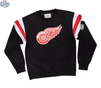Detroit Red Wings crewneck sweater in retro varsity style, featuring team logo and classic design, by Calhoun Surf N' Skate.