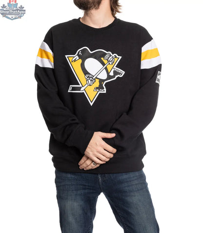 Calhoun Surf N' Skate Pittsburgh Penguins retro varsity crewneck sweater with team logo and classic design.