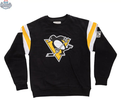 Calhoun Surf N' Skate Pittsburgh Penguins retro varsity crewneck sweater with team logo and classic varsity style.