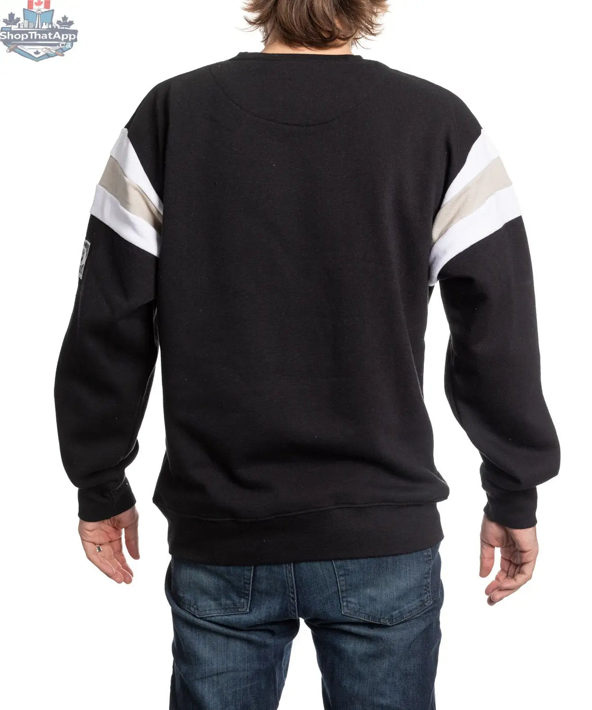 Vegas Golden Knights retro varsity crewneck sweater by Calhoun Surf N' Skate, featuring team logo and classic varsity design.