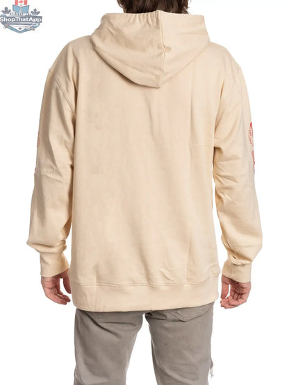 Chicago Blackhawks hoodie by Calhoun Surf N' Skate, oatmeal color, back view showing team logo and comfortable hoodie design.