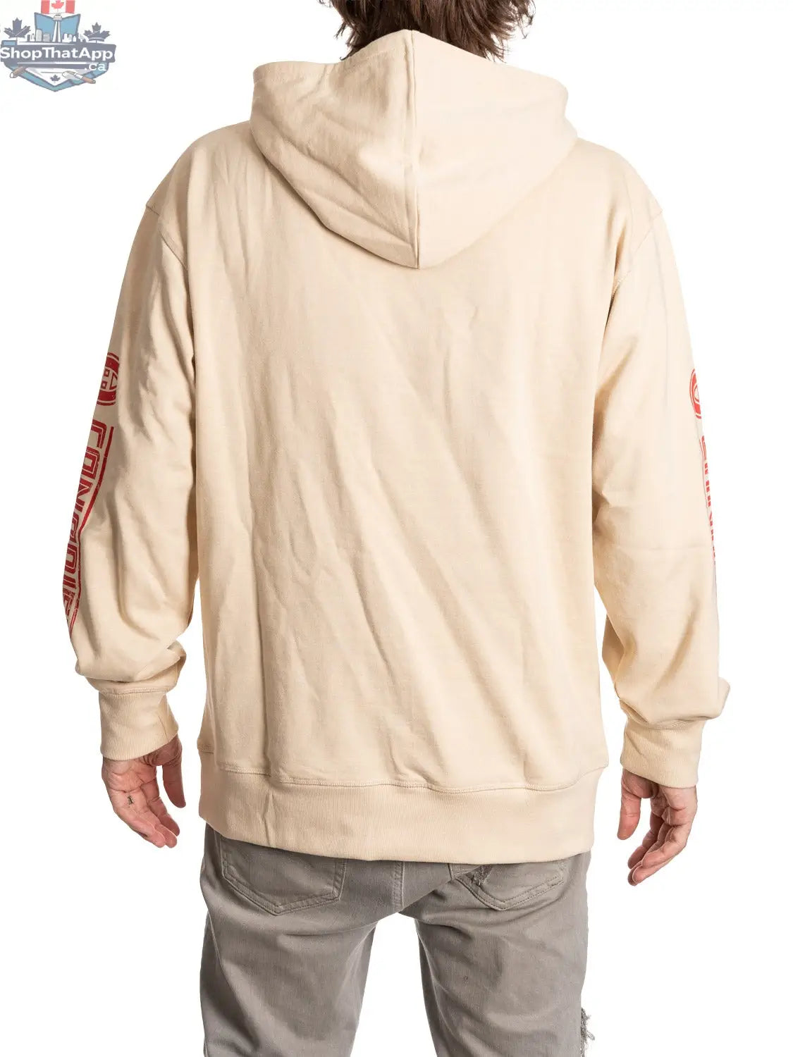 Calhoun Surf N' Skate Montreal Canadiens hoodie in oatmeal color, featuring vintage team logo on the back for hockey fan style.