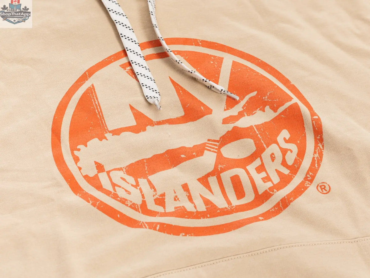 Oatmeal New York Islanders Vibes hoodie by Calhoun Surf N' Skate with team logo and graphic detail for fans.
