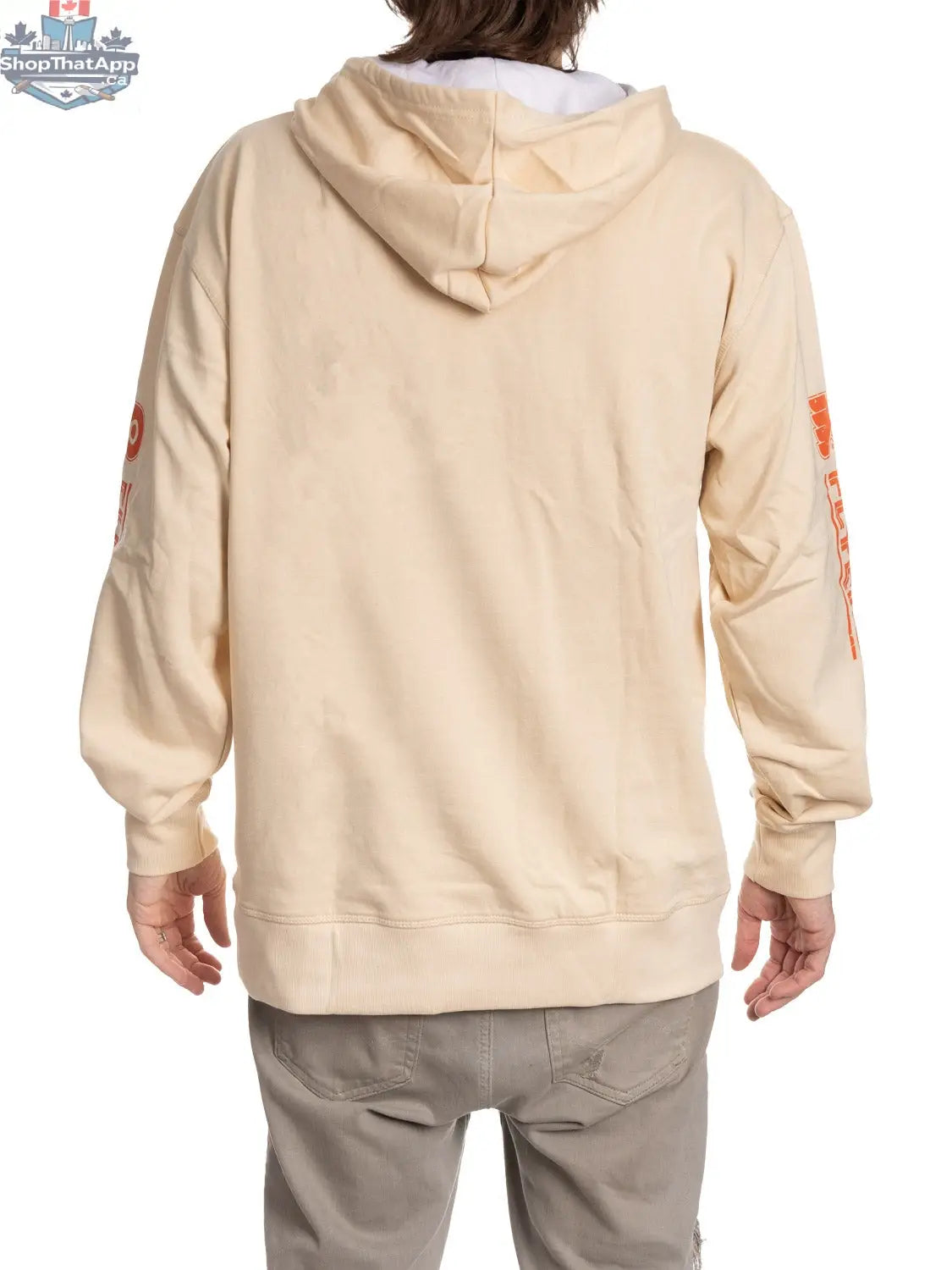 Oatmeal Philadelphia Flyers Vibes hoodie by Calhoun Surf N' Skate, showing the back with Flyers logo and design details.