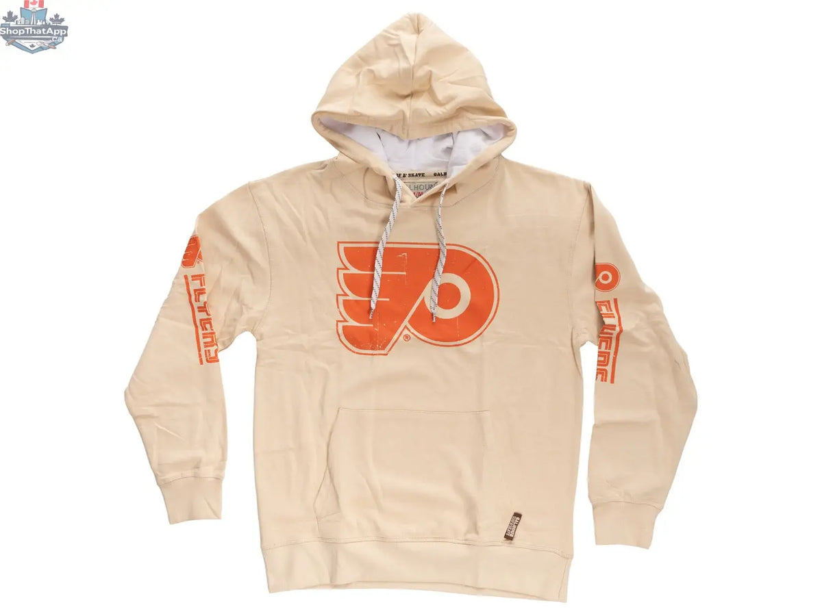 Philadelphia Flyers Vibes hoodie by Calhoun Surf N' Skate featuring a comfortable oatmeal-colored hoodie with Flyers logo and design.