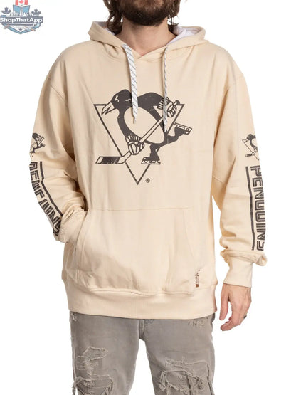Calhoun Surf N' Skate Pittsburgh Penguins hoodie in oatmeal color, featuring team logo and comfortable hoodie design for fans.
