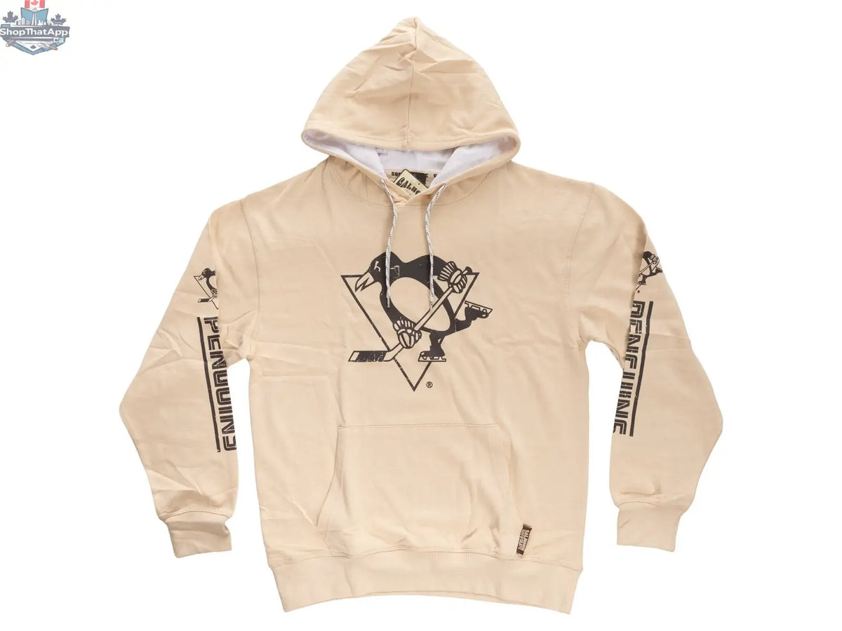 Calhoun Surf N' Skate Pittsburgh Penguins hoodie in oatmeal color with team logo and comfortable fit, perfect for passionate hockey fans.