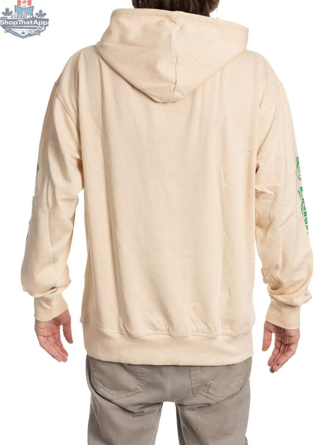 Vancouver Canucks vintage-style hoodie in oatmeal color, featuring team logo and comfortable fit from Calhoun Surf N' Skate.