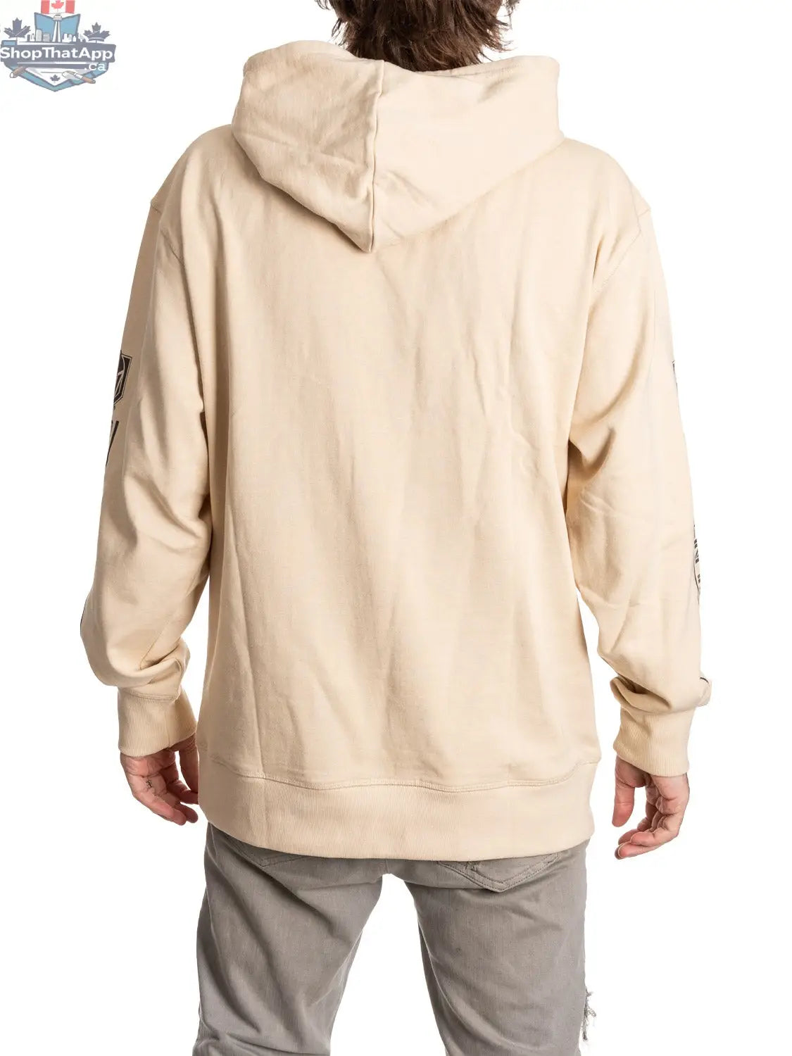 Calhoun Surf N' Skate Vegas Golden Knights hoodie in oatmeal color, back view showing team logo and stylish design.