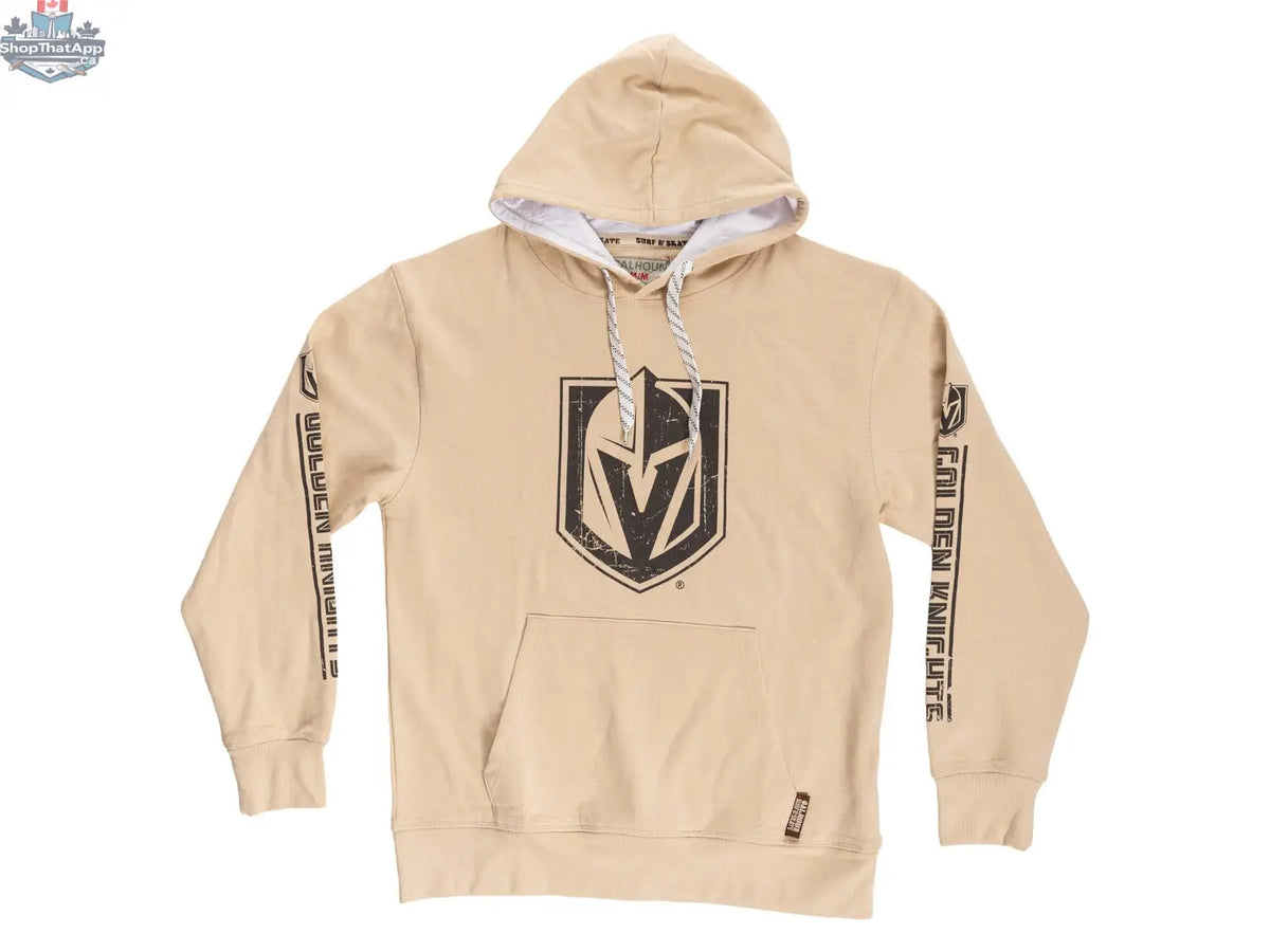 Calhoun Surf N' Skate Vegas Golden Knights oatmeal hoodie with team logo, stylish sweatshirt perfect for fans.