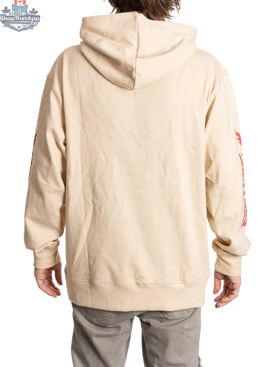 Oatmeal Washington Capitals hoodie by Calhoun Surf N' Skate, back view showing team logo and comfortable fabric for fans.