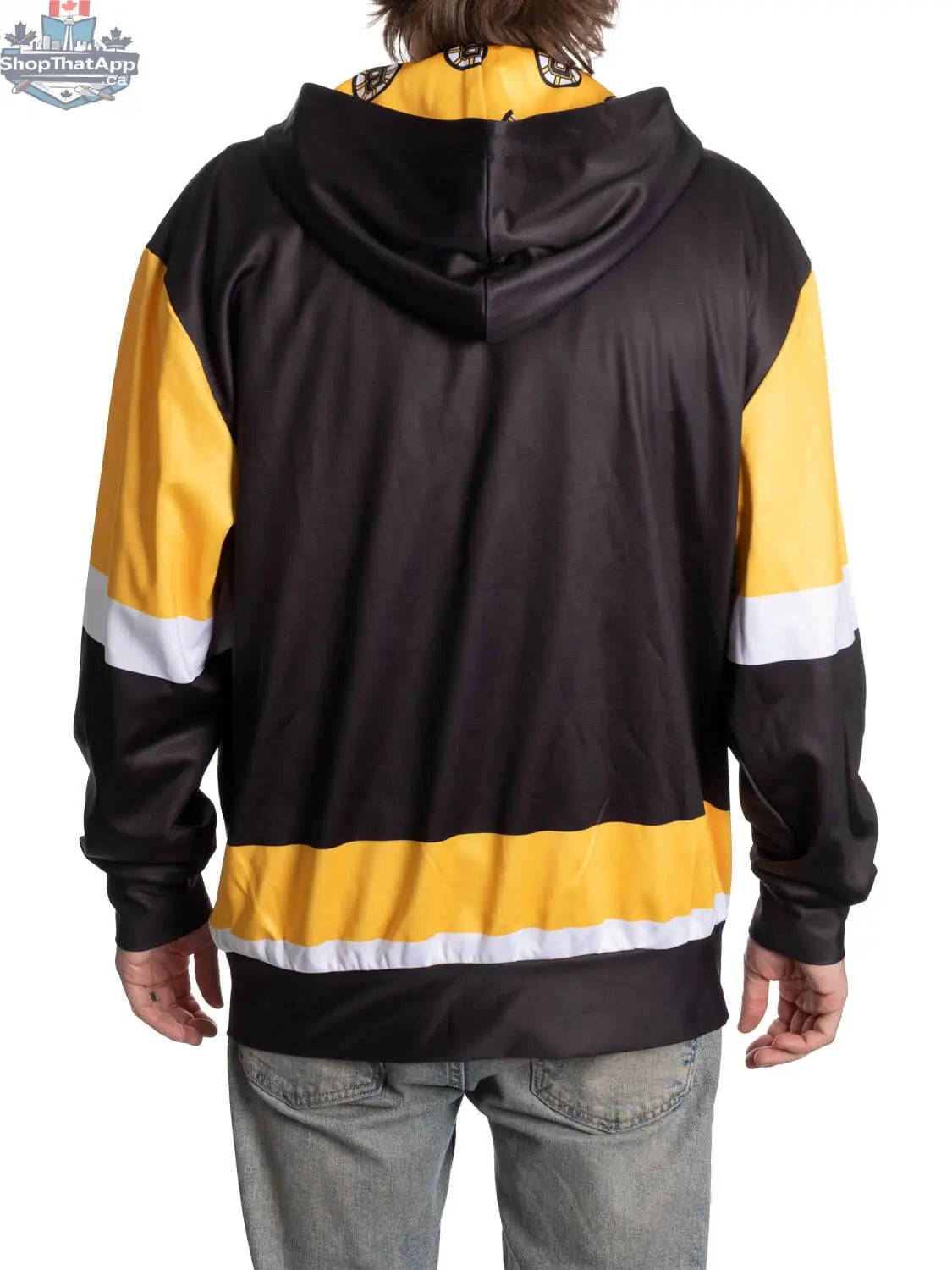 Boston Bruins hoodie by Calhoun Surf N' Skate featuring a lace design on the back for comfort and stylish team support.