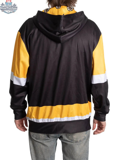 Boston Bruins hoodie by Calhoun Surf N' Skate featuring a lace design on the back for comfort and stylish team support.