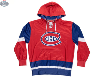 Montreal Canadiens hoodie by Calhoun Surf N' Skate featuring lace-style design, soft fabric, and team logo on front.