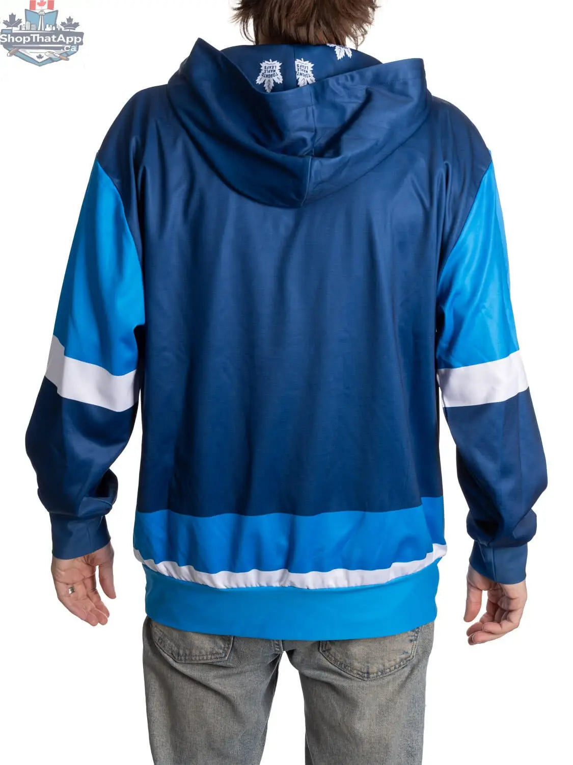 Toronto Maple Leafs hoodie by Calhoun Surf N' Skate featuring team logo and sublimation back design, casual NHL fan apparel.