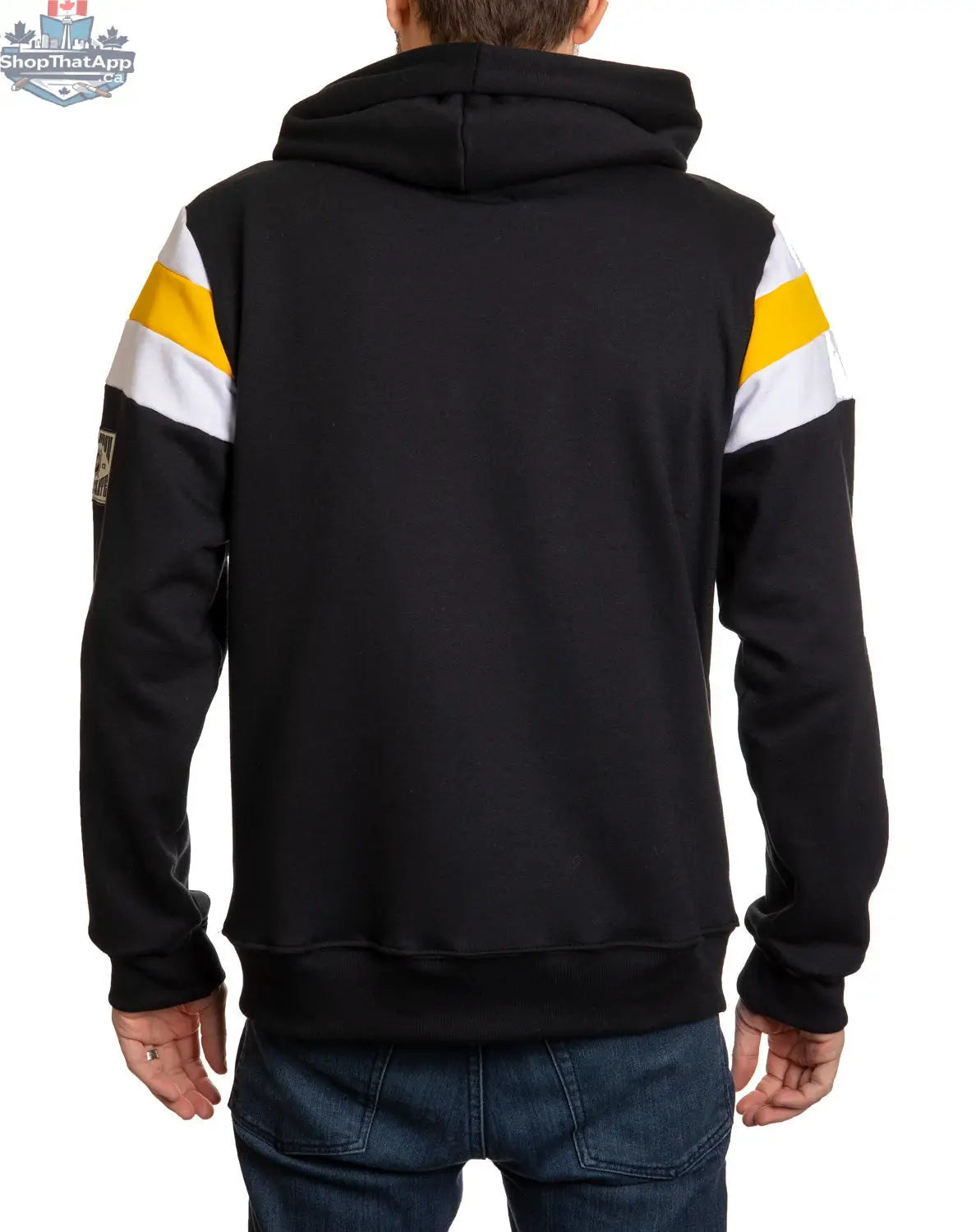 Boston Bruins varsity retro style hoodie by Calhoun Surf N' Skate, featuring classic team logo and vintage-inspired design.