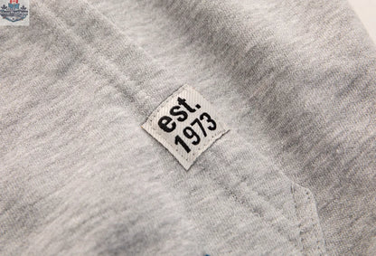 Blackhawks hoodie by Calhoun Surf N' Skate featuring a Muskoka-style woven logo in premium chenille fabric, front view.