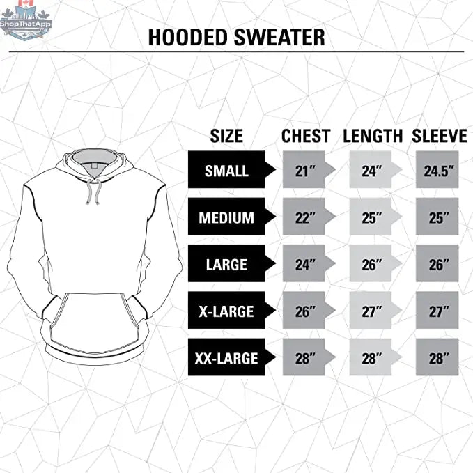 Colorado Avalanche hoodie by Calhoun Surf N' Skate featuring a premium chenille woven logo and sizing chart.