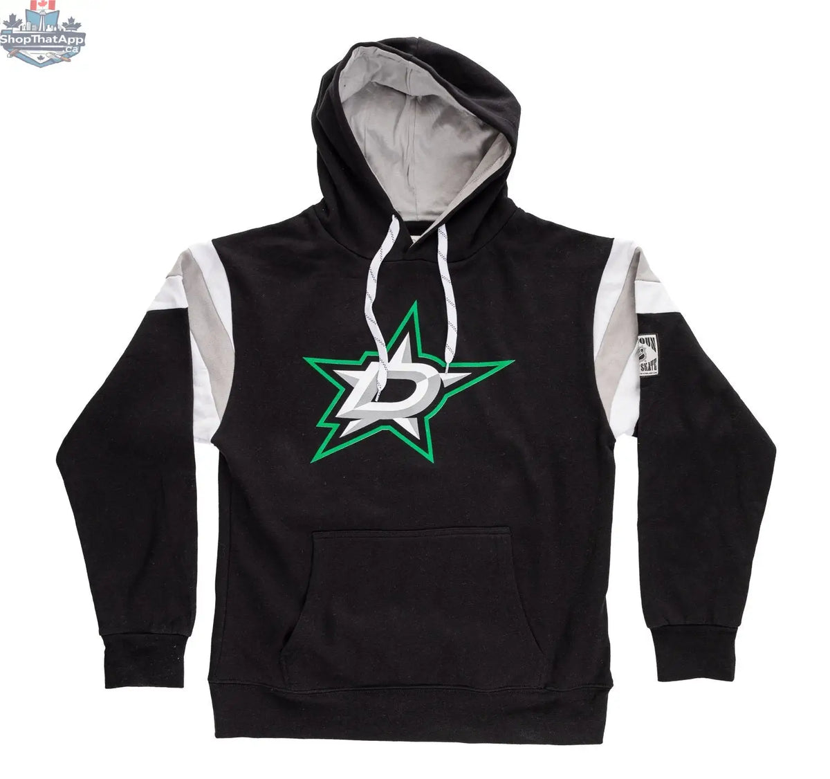 Dallas Stars varsity retro style hoodie by Calhoun Surf N' Skate, featuring team logo and classic design on front.