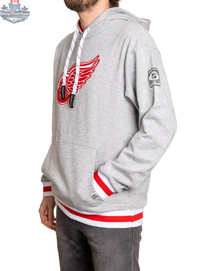 Detroit Red Wings hoodie by Calhoun Surf N' Skate featuring a chenille woven logo on the side, official NHL merchandise.
