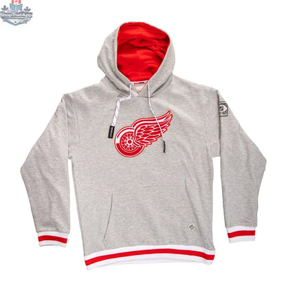 Detroit Red Wings hoodie by Calhoun Surf N' Skate featuring a premium chenille woven Detroit logo on a soft, comfortable NHL merchandise hoodie.