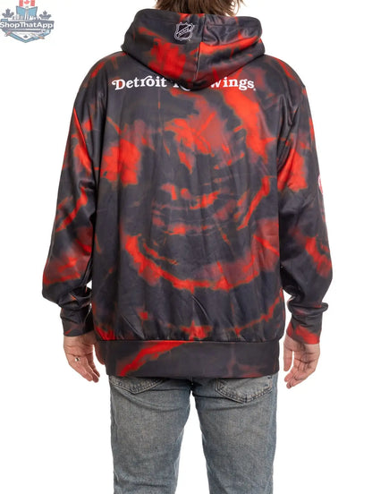 Detroit Red Wings hoodie by Calhoun Surf N' Skate featuring sublimation print on the back, suitable for dedicated fans.