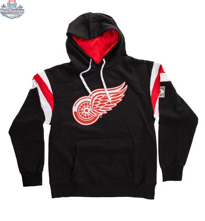Detroit Red Wings varsity style hoodie by Calhoun Surf N' Skate, featuring classic fan apparel with red and white team colors.