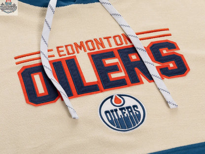 Unisex Edmonton Oilers hoodie by Calhoun Surf N' Skate featuring reverse terry fabric and retro design, front view of the hoodie.