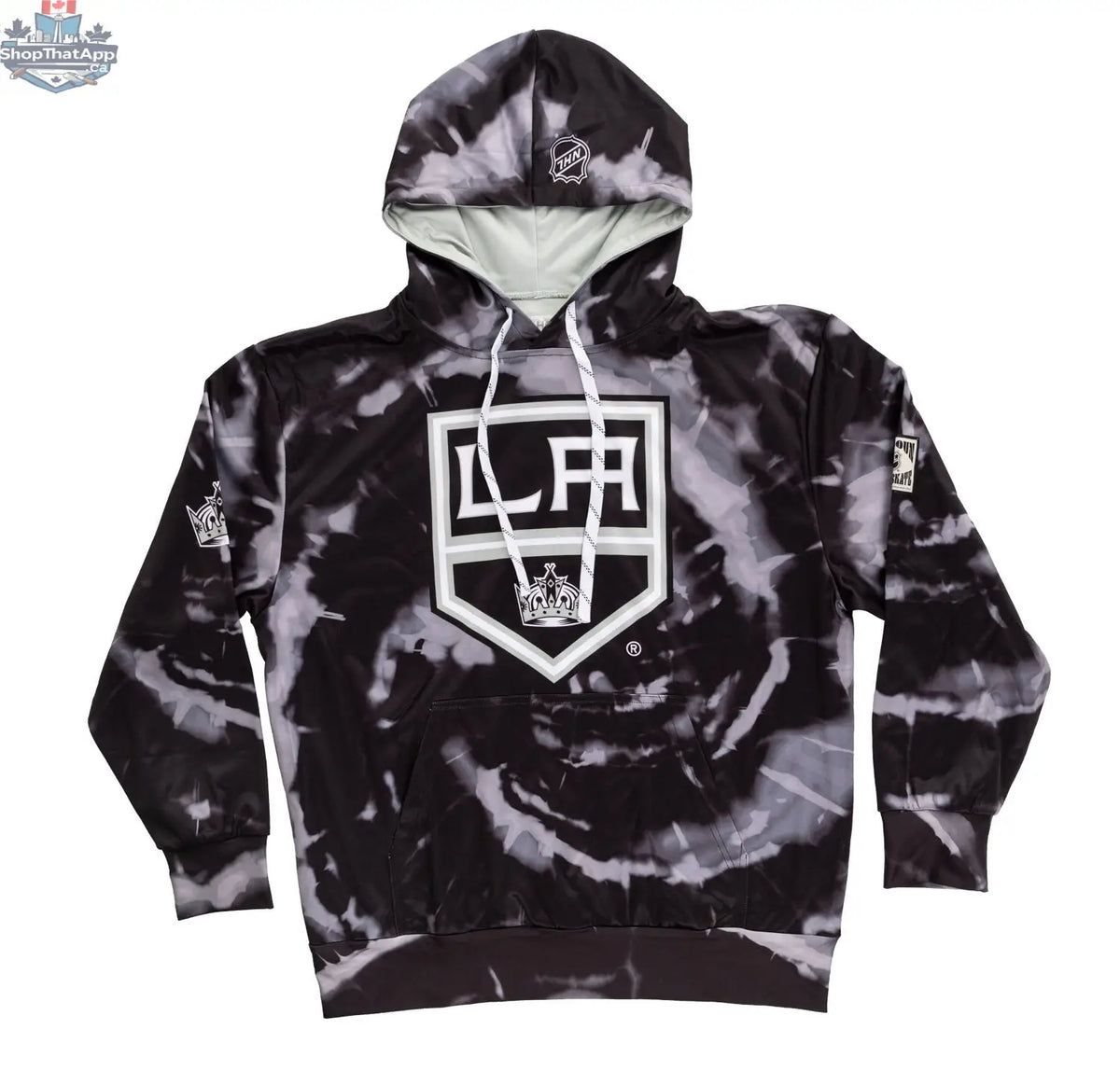 Los Angeles Kings hoodie with sublimation design, featuring team logo and vibrant graphics, made by Calhoun Surf N' Skate.