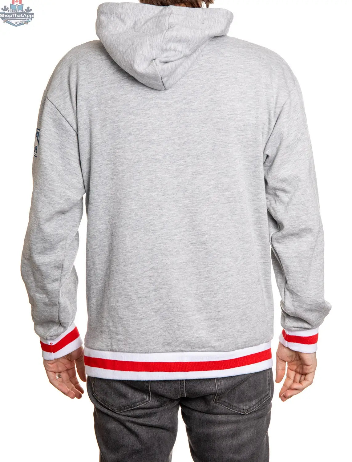 Montreal Canadiens hoodie by Calhoun Surf N' Skate featuring a premium chenille woven logo on a black hoodie.