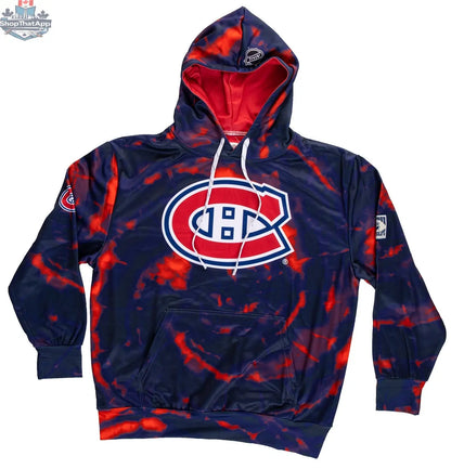 Montreal Canadiens hoodie with vibrant sublimation design, casual fit, branded by Calhoun Surf N' Skate, perfect for hockey fans.